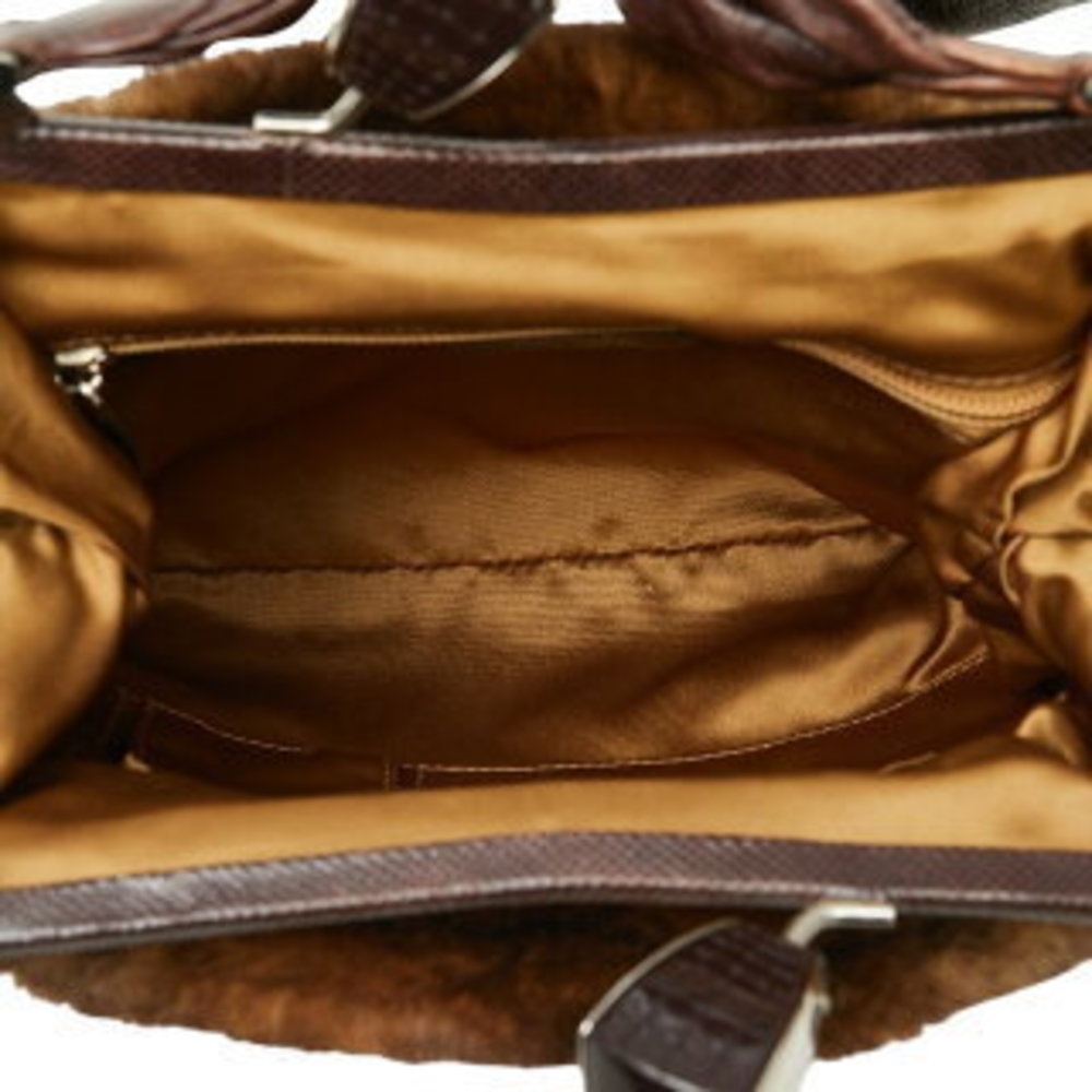 Salvatore Ferragamo Python Clasp Handbag Brown Fu… - image 5